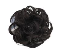 Perruque de cheveux bouclés for femmes - Chignon à boucle de volume moelleux for les mariées et les occasions spéciales(Black brown hair band)
