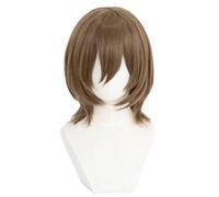 Perruque de cheveux bruns courts et raides avec frange pour cosplay, fête d'Halloween