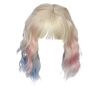 Perruque de cheveux de costume - Style boucle arc-en-, couvre-chef de fête à thème, accessoire de jeu vibrant, mode décorative avec construction en fibre douce | Perruque bou arc-en- pour