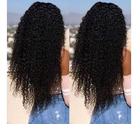 Perruque de cheveux humains afro crépus bouclés de 66 cm - 33 x 10 cm - Densité 180 - Sans colle - Cheveux humains brésiliens crépus et bouclés - Cheveux humains vierges