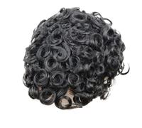 Perruque de cheveux humains avec dentelle NPU autour de la base pour une prothèse capillaire durable Noir naturel bouclés Système de cheveux bouclés Unité 120 8 x 10 #25 mm Wave 1B
