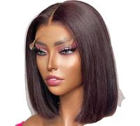 Perruque de cheveux humains, bob droit court, ligne de cheveux pré-coiffés, 13x4 perruque de bob, 14 pouces, 180%