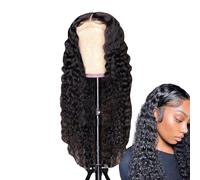 Perruque De Cheveux Humains Bouclés - Perruque Frontale Pré-épilée Avec Dentelle Transparente | Style Vague D'eau De Densité 150%, Perruqque Femme Sans Colle Avec Naissance Des Cheveux Naturelle