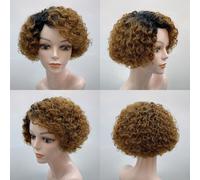 Perruque De Cheveux Humains Courts Crépus Bouclés Afro Perruques Courtes Coupe Lutin Perruque Cheveux Humains Pas De Dentelle Avant Perruques De Cheveux Brésiliens Naturels P - Ot30-6 Pouces