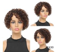 Perruque De Cheveux Humains Courts Crépus Bouclés Afro Perruques Courtes Coupe Lutin Perruque Cheveux Humains Pas De Dentelle Avant Perruques De Cheveux Brésiliens Naturels Pour Le - Type 12 Pouces #B
