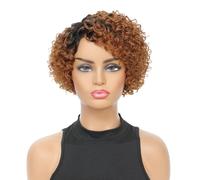 Perruque De Cheveux Humains Courts Crépus Bouclés Afro Perruques Courtes Coupe Lutin Perruque Cheveux Humains Pas De Dentelle Avant Perruques De Cheveux Brésiliens Naturels P - Ot30-8 Pouces