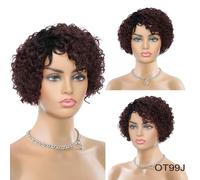 Perruque De Cheveux Humains Courts Crépus Bouclés Afro Perruques Courtes Coupe Lutin Perruque Cheveux Humains Pas De Dentelle Avant Perruques De Cheveux Brésiliens Naturels Po - Ot99j-8 Pouces