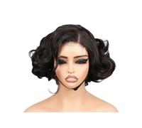 Perruque de cheveux humains de 8 pouces, perruques courtes bouclées roses de 13 x 4, perruque frontale en dentelle de couleur naturelle bouclée for femme Postiche Cheveux Femme