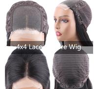 Perruque de cheveux humains en dentelle, 4x4 Closure, 150% de densité, perruque de fermeture 4x4, 16 pouces, 150