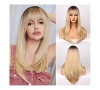 Perruque de cheveux humains haut de gamme, Mèches élégantes : la perruque tendance ultime avec cheveux longs et raides et frange soignée - Libérez votre personnalité urbaine chic, aspect naturel et