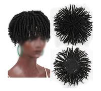 Perruque de cheveux humains haut de gamme, Perruque Dreadlock synthétique tressée avec Clips, demi-perruque courte en spirale, postiche Afro bouclée, toupet for femmes, 6 pouces, aspect naturel et po