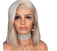 Perruque de cheveux humains perruque synthétique dentelle avant fille pour femmes noires de tous les jours blonde fausse perruque synthétique courte,A,12 pouces