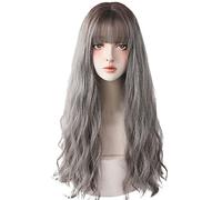 Perruque de Cheveux Humains Perruques de remplacement de cheveux longs perruques synthétiques roses bouclées avec une frange usure quotidienne for les femmes Perruque avec Frange Perruques Synthétique