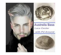 Perruque de cheveux humains pour hommes à l'aspect Centre de dentelle respirant avec autour du système de remplacement de cheveux toupet hommes dentelle suisse avec postiche en peau de Poly clair for