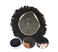 Perruque de cheveux humains pour hommes à l'aspect Perruques de cheveux humains bouclés Afro for hommes toupet perruques de dentelle complète homme respirant prothèse capillaire for hommes perruques m