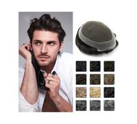 Perruque de cheveux humains pour hommes à l'aspect Toupet en dentelle suisse for hommes, perruque à Base en PU, prothèse capillaire masculine, système de remplacement de prothèse capillaire(Dark Ash B