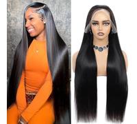 Perruque de cheveux humains pré-épilés pré-épilés pré-décolorés pour femme Densité 180 HD Transparent 50,8 cm