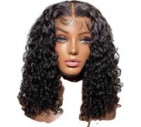 Perruque de cheveux humains, vague profonde, dentelle frontale, 13x4 perruque de dentelle, 12 pouces