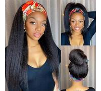Perruque De Cheveux Humains Yaki Straight Avec Bandeau 20 Pouces Perruque Bresilienne 10A Cheveux Vierges 180% Densité Perruque Bandeau Cheveux Humain Pour Les Femmes