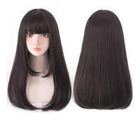 Perruque De Cheveux Longs Et Raides Teints Avec Frange Dorée Pour Femme - Couleur Dégradée Naturelle - Résistante À La Chaleur - Perruques Synthétiques Grises Pour Femme (P4/30 24 Pouces)