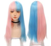 Perruque De Cheveux Longs Et Raides Teints Avec Frange Dorée Pour Femme - Couleur Dégradée Naturelle - Résistante À La Chaleur - Perruque Grise Pour Femme (T1B/27 24 Pouces)