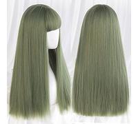 Perruque De Cheveux Longs Et Raides Teints Avec Frange Dorée Pour Femme - Couleur Dégradée Naturelle - Résistante À La Chaleur - Perruque Grise Pour Femme (T1B/350 61 Cm)