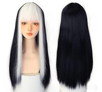 Perruque De Cheveux Longs Et Raides Teints Avec Frange Dorée Pour Femme - Couleur Dégradée Naturelle - Résistante À La Chaleur - Perruque Grise Pour Femme (T1B/33/27 24 Pouces)