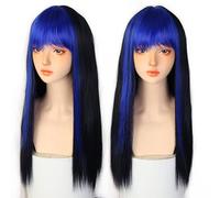 Perruque De Cheveux Longs Et Raides Teints Avec Frange Dorée Pour Femme - Couleur Naturelle Dégradée - Résistante À La Chaleur - Perruque Grise Pour Femme (#1 24 Pouces)