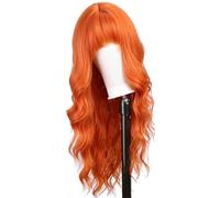 Perruque de cheveux longs ondulés pour femme - Cheveux synthétiques ondulés colorés avec raie au milieu - Perruque bouclée polyvalente en fibres synthétiques - Volume naturel - Style ondulé