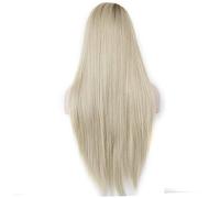 Perruque de cheveux mode blonde sans colle dentelle longue droite cheveux synthétiques pour femmes or 1 pièce pour un usage quotidien