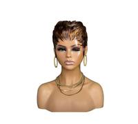 Perruque de Cheveux Perruques 430 Perruque colorée Coupe courte Pixie Perruques de cheveux humains ondulés Cheveux brésiliens Perruques courtes Bob Perruques Femme