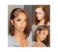 Perruque de Cheveux Perruques Lace Front marron chocolat, perruques en cheveux humains marron #4 13x4, perruques Bob Full Lace Frontal Perruques Femme(10inches)