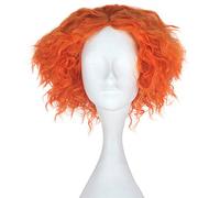Perruque de cheveux synthétiques courts crépus bouclés pour homme et garçon, fête costumée, fête d'Halloween (orange)