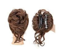 Perruque de chignon Messy Bun - Clip à griffes - Cheveux bouclés et ondulés - Chignon synthétique - Chignon ébouriffé avec chignon pour femme (30T4)