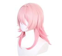 Zialofi Perruque de Cosplay Anime 50cm de Long, Réaliste et Confortable, Couvre-chef Rose pour Cadeaux de Fête