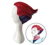 Perruque de Cosplay Anime HUNTER X HUNTER Hisoka, cheveux synthétiques courts rouges et violets, résistants à la chaleur, pour Halloween, fête de noël Red