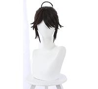 Perruque de cosplay Anime Identité V Luca Balsa Perruque Cosplay Costume Marron Courte Queue de Cheval Synthétique pour Fête Carnaval Jeu de rôle Halloween