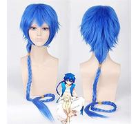 Perruque de cosplay Anime Magi Aladdin cheveux synthétiques bleus pour hommes avec perruques de Cosplay Chipin tressées perruques de fête d'Halloween perruque de taille unique PL-010