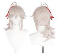 Perruque de cosplay anime, perruque Genshin Impact, avec deux bonnets de perruque, pour Halloween, fête, etc. (Kazuha Cosplay)