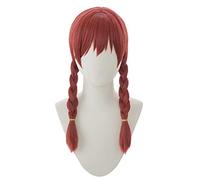 Perruque de cosplay Anime pour Emma Verde, perruque synthétique à 2 tresses rouges, pour Halloween, Noël, carnaval