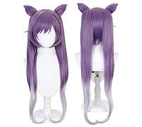 Perruque de cosplay anime pour Keqing - Perruque longue synthétique violette - Pour Halloween, Noël, carnaval