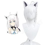 Perruque de cosplay anime YouTube VTUBER Shirakami Fubuki Cosplay Perruque blanche longue fibre synthétique