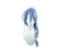 Perruque de cosplay bleue longue tressée avec frange en fibre résistante à la chaleur pour fête d'Halloween