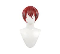 Perruque de cosplay - Cheveux courts et raides - Rouge et bleu - Avec frange - Pour cosplay