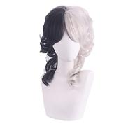 Perruque de cosplay d'anime Cruella Vil perruques synthétiques pour fête de cosplay d'Halloween