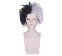 Perruque de cosplay d'anime Cruella Vil perruques synthétiques pour fête de cosplay d'Halloween