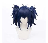 Perruque de cosplay d'anime, Happy Sugar Life Shio Koube, perruque bleue à double queue de poney avec bonnet gratuit, pour Noël, carnaval, Halloween, cosplay
