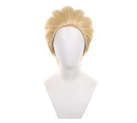 Perruque de cosplay d'anime - Noir - Cheveux synthétiques résistants à la chaleur - Avec bonnet de perruque - Pour Halloween, fête, bande dessinée (doré)