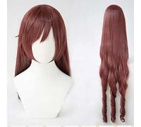 Perruque de cosplay d'anime Rozen Maiden Suiseiseki - Marron - Longue perruque bouclée - Avec bonnet gratuit - Pour Noël, carnaval, Halloween, cosplay