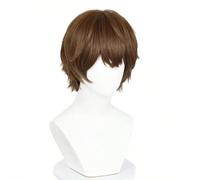 Perruque de cosplay de 8 pouces, perruque synthétique courte et droite brune pour hommes, ligne de cheveux réaliste, convient pour un port quotidien et le cosplay Fibre chimique